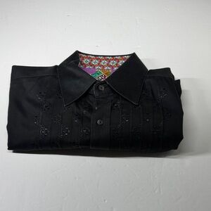 Robert Graham Black Embroidered Button-Up Shirt